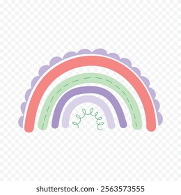 Hand drawn rainbow element. Boho rainbow hand drawn illustration