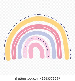 Hand drawn rainbow element. Boho rainbow hand drawn illustration