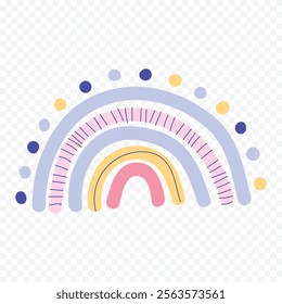 Hand drawn rainbow element. Boho rainbow hand drawn illustration