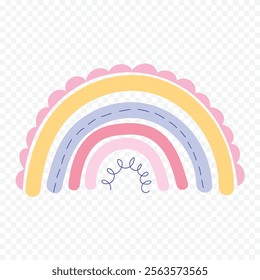 Hand drawn rainbow element. Boho rainbow hand drawn illustration