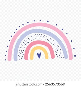 Hand drawn rainbow element. Boho rainbow hand drawn illustration