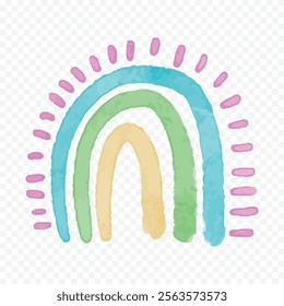 Hand drawn rainbow element. Boho rainbow hand drawn illustration