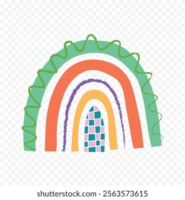 Hand drawn rainbow element. Boho rainbow hand drawn illustration