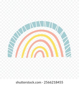 Hand drawn rainbow element. Boho rainbow hand drawn illustration