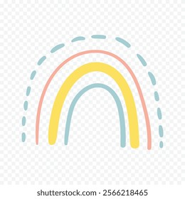 Hand drawn rainbow element. Boho rainbow hand drawn illustration