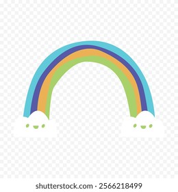 Hand drawn rainbow element. Boho rainbow hand drawn illustration