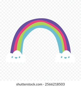 Hand drawn rainbow element. Boho rainbow hand drawn illustration