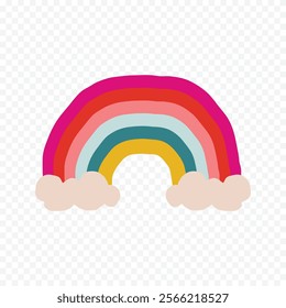 Hand drawn rainbow element. Boho rainbow hand drawn illustration