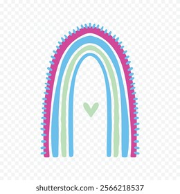 Hand drawn rainbow element. Boho rainbow hand drawn illustration