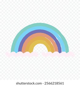 Hand drawn rainbow element. Boho rainbow hand drawn illustration