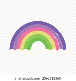 Hand drawn rainbow element. Boho rainbow hand drawn illustration