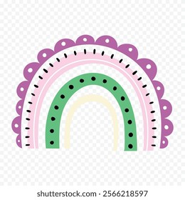 Hand drawn rainbow element. Boho rainbow hand drawn illustration