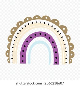 Hand drawn rainbow element. Boho rainbow hand drawn illustration