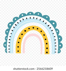 Hand drawn rainbow element. Boho rainbow hand drawn illustration