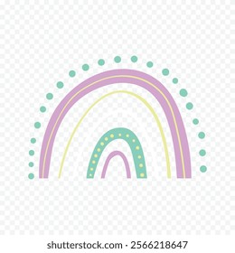 Hand drawn rainbow element. Boho rainbow hand drawn illustration