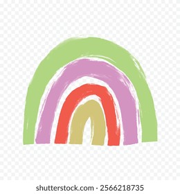 Hand drawn rainbow element. Boho rainbow hand drawn illustration