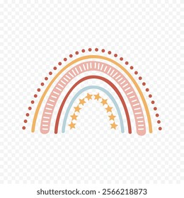 Hand drawn rainbow element. Boho rainbow hand drawn illustration