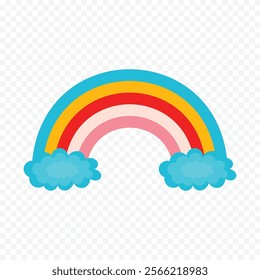 Hand drawn rainbow element. Boho rainbow hand drawn illustration.