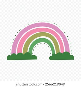 Hand drawn rainbow element. Boho rainbow hand drawn illustration