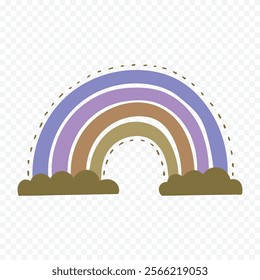 Hand drawn rainbow element. Boho rainbow hand drawn illustration