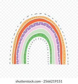 Hand drawn rainbow element. Boho rainbow hand drawn illustration