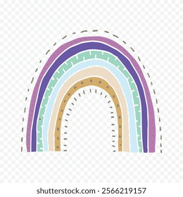 Hand drawn rainbow element. Boho rainbow hand drawn illustration