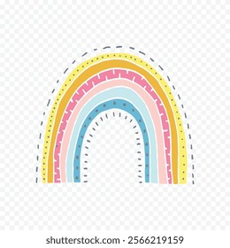 Hand drawn rainbow element. Boho rainbow hand drawn illustration