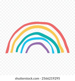 Hand drawn rainbow element. Boho rainbow hand drawn illustration.