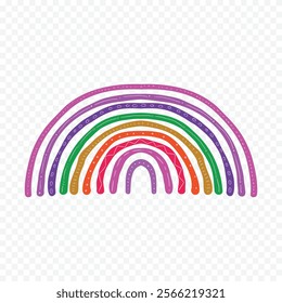 Hand drawn rainbow element. Boho rainbow hand drawn illustration.