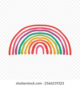 Hand drawn rainbow element. Boho rainbow hand drawn illustration.