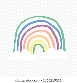 Hand drawn rainbow element. Boho rainbow hand drawn illustration