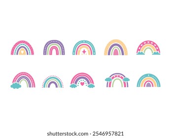 Hand Drawn Rainbow Element Set