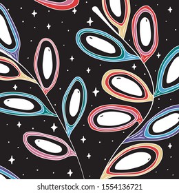 Hand Drawn rainbow eyes like a flowers in the space. Drawing Vector Sketch for textile, print, postcard, text, invitation, poster, t-shirt, design, logo.