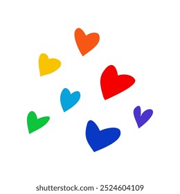 Hand drawn rainbow heart. Pride month, love, diversity, parade concepts. Flat decorative vector design isolated illustration.