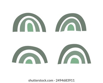 Hand drawn rainbow icon isolated flat style vector illustration on white background.
