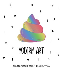Tarjeta de mierda de arco iris dibujado a mano. Ilustraciones Esbozo de vectores de dibujo para textil, impresión, postal, texto, invitación, póster, pantalones t, diseño,