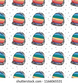 Hand Drawn rainbow space helmet art vector. Illustrations Drawing Vector Sketch for textile, print, postcard, text, invitation, poster, t-shirt, design,