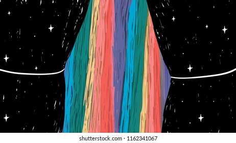 Hand Drawn rainbow space texture art vector. Illustrations Drawing Vector Sketch for textile, print, postcard, text, invitation, poster, t-shirt, design,