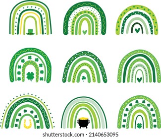 Hand Drawn Rainbow St Patrick's Day Isolated on White Background