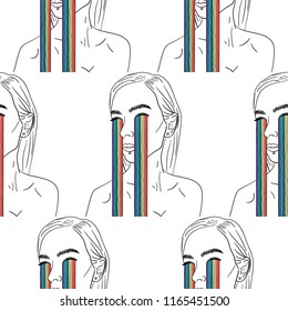 Hand Drawn rainbow tears in space space art vector. Illustrations Drawing Vector Sketch for textile, print, postcard, text, invitation, poster, t-shirt, design,
