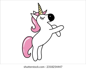 Hand drawn Rainbow Unicorn Cartoon illustration