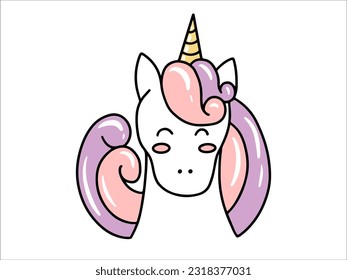 Hand drawn Rainbow Unicorn Cartoon illustration