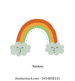 Hand Drawn Rainbow Weather Forecast Cute Face