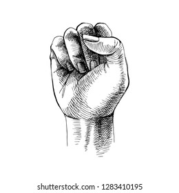 La mano levantó el puño. Ilustración del vector