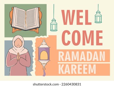 hand drawn ramadan background vintage