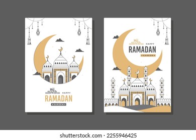 hand drawn ramadan card greeting template