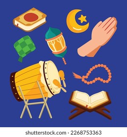 Colección de elementos ramadan dibujados a mano