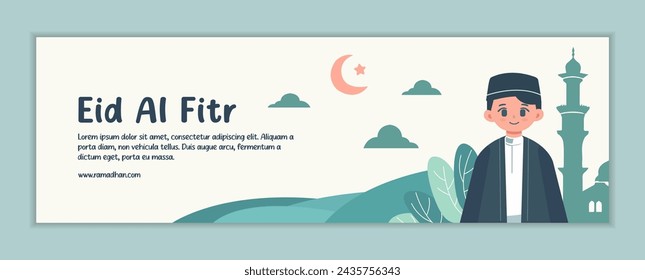 Hand drawn ramadan horizontal banner