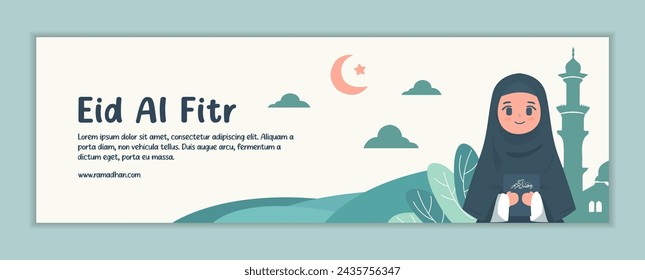 Hand drawn ramadan horizontal banner