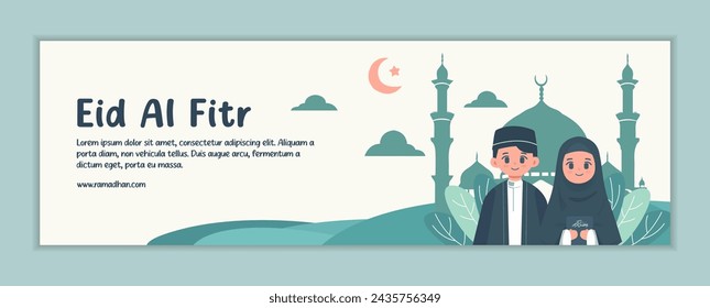 Hand drawn ramadan horizontal banner